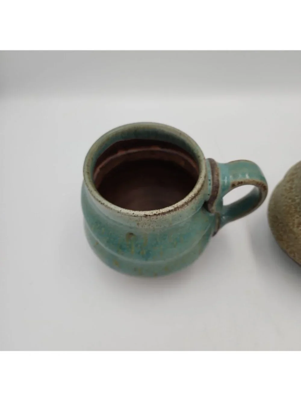 Pair Set 2 Handmade Coffee Mugs Pottery Ceramic Cups Multicolor Signed Artisan